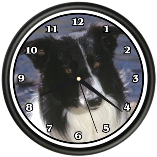 Border Collie Wall Clock In Black 