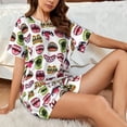 thumbnail image 4 of Wukai Halloween Mouth Women's Pajama Set,Short-Sleeve Top and Shorts with Elastic Waistband and Pockets for Loungewear, Yoga, and Casual Wear-Medium, 4 of 6