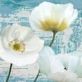 thumbnail image 2 of Sanna, Leonardo 20x20 White Modern Wood Framed Museum Art Print Titled - Washed Poppies (Aqua) II, 2 of 4