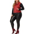 thumbnail image 2 of Agnes Orinda Women's Plus Size Fashion Outerwear Sleeveless Zip PU Crop Jacket 2X Red, 2 of 5