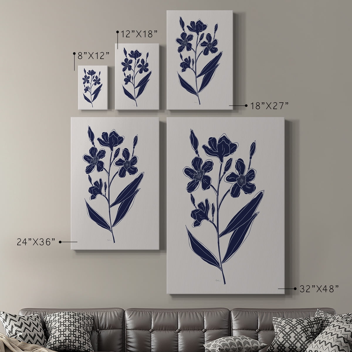 Indigo Botanical Study I Premium Gallery Wrapped Canvas - Ready to Hang