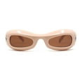 thumbnail image 2 of Unique Retro Convex Narrow Oval Luxury Designer Plastic Sunglasses Beige - Brown, 2 of 4