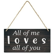 Rustic Decor Sign, Vintage Style All Of Me Loves All Of You Funny Decor Wooden Decor Sign, Hanging Decorative Wood Plaque, Printed Wood Art Wall Decor 12X6In