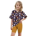thumbnail image 4 of Piuwrlz Kids Short Sets Boys Girls Summer Outfit Set Loose T-Shirt and Shorts Set Brown Size 8 Years, 4 of 9