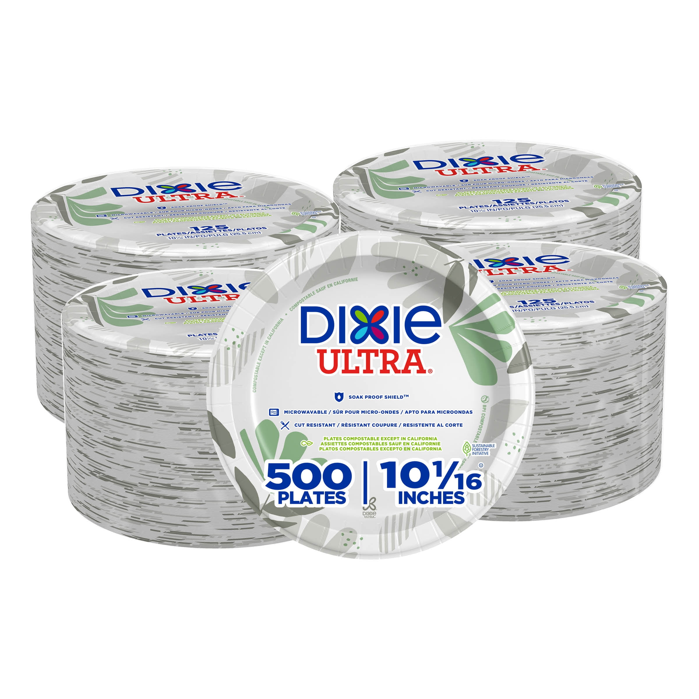 Dixie® 8 1/2" Medium-Weight Paper Plates By GP PRO (Georgia-Pacific), Pathways®, UX9PATH (Case), 1000 Count (125 Plates Per Pack, 8 Packs Per Case)