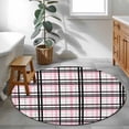 thumbnail image 4 of Pink Black Plaid Round Area Rug 4 FT, Non Slip Indoor Outdoor Rug, Farmhouse Pink Black Checkered Washable Soft Circular Carpet Non-Shedding Floor Mat for Coffee Table Nursery Foyer Balcony, 4 of 8