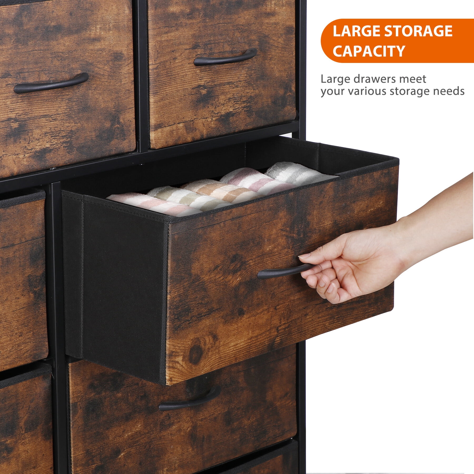 ZENY Large Wood Dresser with Steel Frame, 11.8" x 39.3" x 39.3"