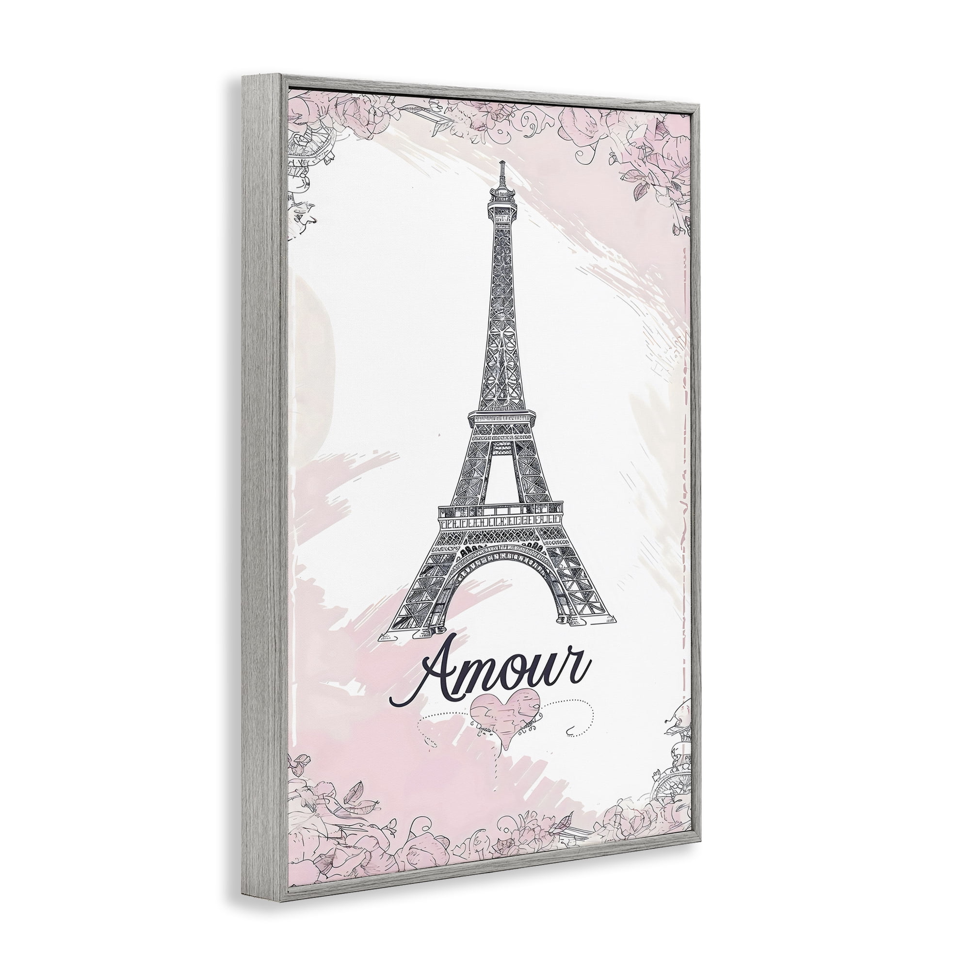 Stupell Industries Amour Vintage Eiffel Tower Gray Framed Giclee Art, design by Creative Studio