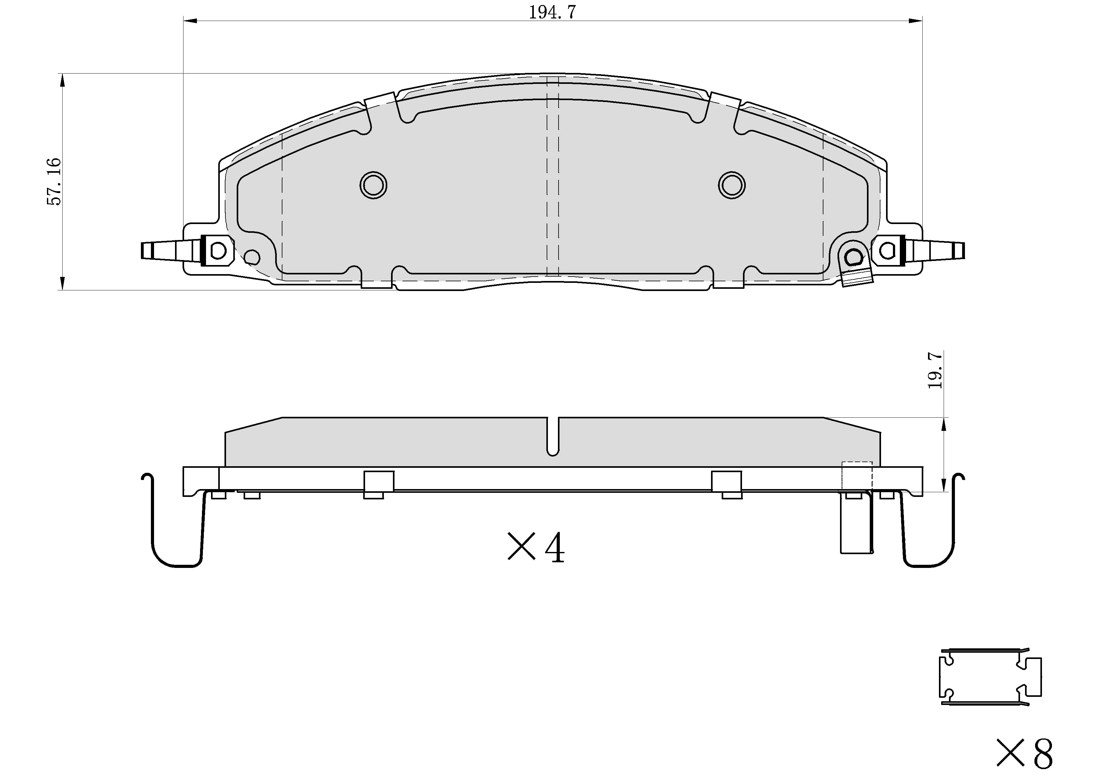 Ultra HC 1000 Brake Pad Set, Rear HC10.1400.0.F, Ram 2500 2018-2011