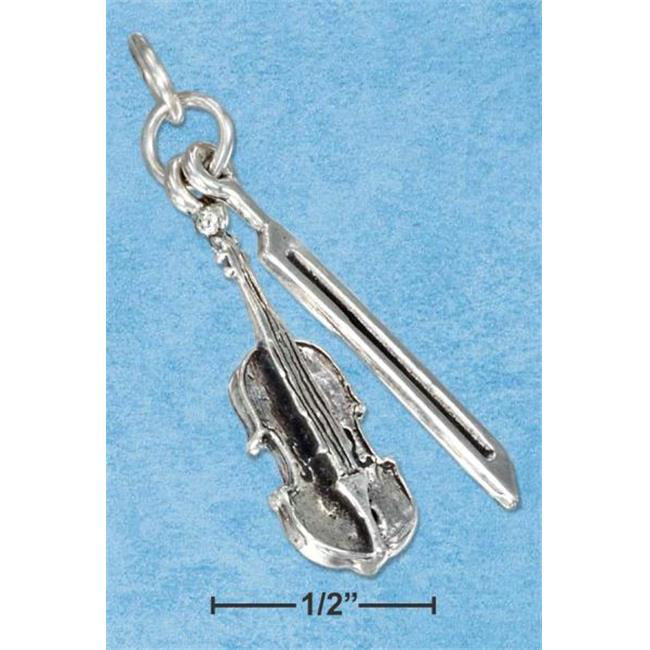 Sterling Silver Antiqued Violin Charm Music Jewelry
