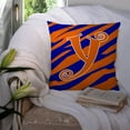 thumbnail image 3 of Letter Y Initial  Tiger Stripe Blue and Orange Fabric Decorative Pillow, 3 of 4