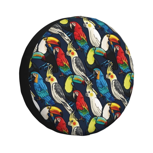 Fotbe Parrot Funda de Llanta de Repuesto con Estampado, Engrosada, Ajuste Universal para Jeep, Remolque, RV, SUV, Camión-16 inch
