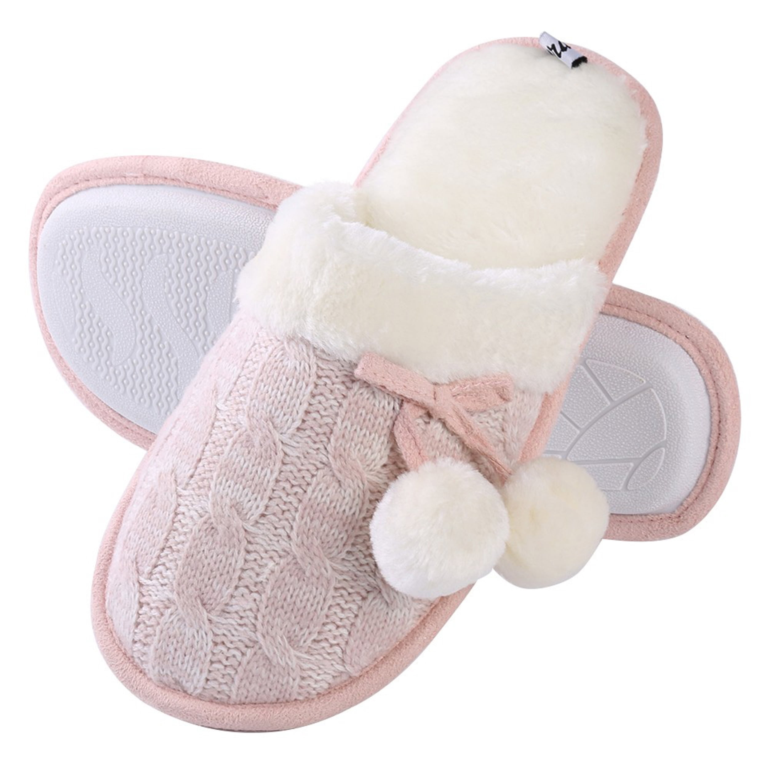 Cozy Classic Knit Plush Bedroom Women Slipper