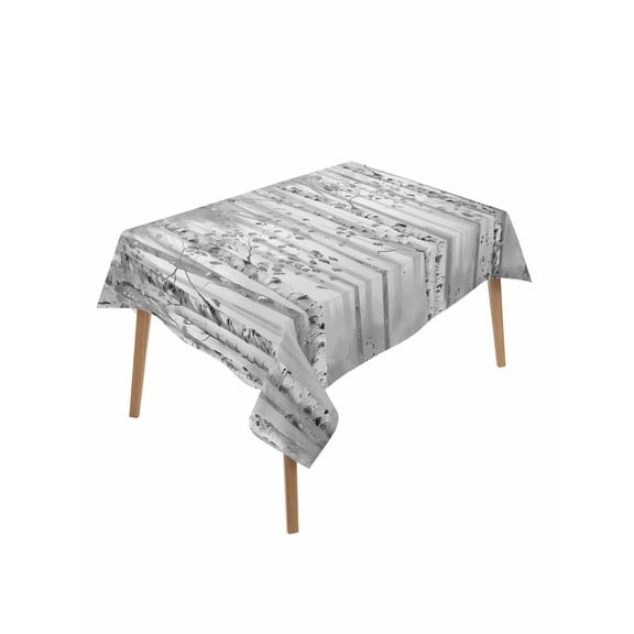 Gray Grey Forest Table Cloth, Grey Modern Art Oil Painting Waterproof Tablecloth for Rectangle Tables, Reusable Washable Fabric Table Cover for Restaurant Kitchen Dining Tables 60"x102"