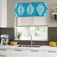 thumbnail image 5 of Baroque Blue Valances for Windows, Decorative Rod Pocket Window Valance Curtains, Vintage Damask Classic Floral Short Curtain Drapes for Kitchen/Bathroom/Living Room, 2 Panels, 42" W x 18" L, 5 of 8