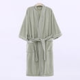 thumbnail image 5 of FAIWAD Women's Plush Bath Robe Fluffy Fleece Wrap Robe with Pockets 3/4 Sleeve Lounge Wear, 5 of 7