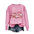 thumbnail image 5 of Penkiiy Women's Round Neck Valentine's Day Love Gnome Printed Loose Fitting Sweater Long Sleeve Hoodless Sweatshirts XL Pink, 5 of 5