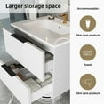 thumbnail image 4 of Noble House 24" Wall Mounted Floating Bathroom Vanity with Sink, 2 Drawers, Modern Cabinet, Matte White, 4 of 8