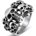 thumbnail image 1 of HSHDLDF Stainless Steel Gothic Skull Vintage Antique Style Biker Cocktail Party Ring, 1 of 4