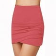 thumbnail image 3 of Danhjin Women's High Waist Tulip Hem Shirring Swim Skirt Swimsuit Bikini Bottom on, 3 of 5