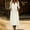 Khaki, variant on BRGZLK Women's 3/4 Sleeve Linen Dress V Neck Loose Fit Boho Causal Lightweight Comfy Maxi Dresses Modest Long Flowy Beach Vacation Dresses Army Green M