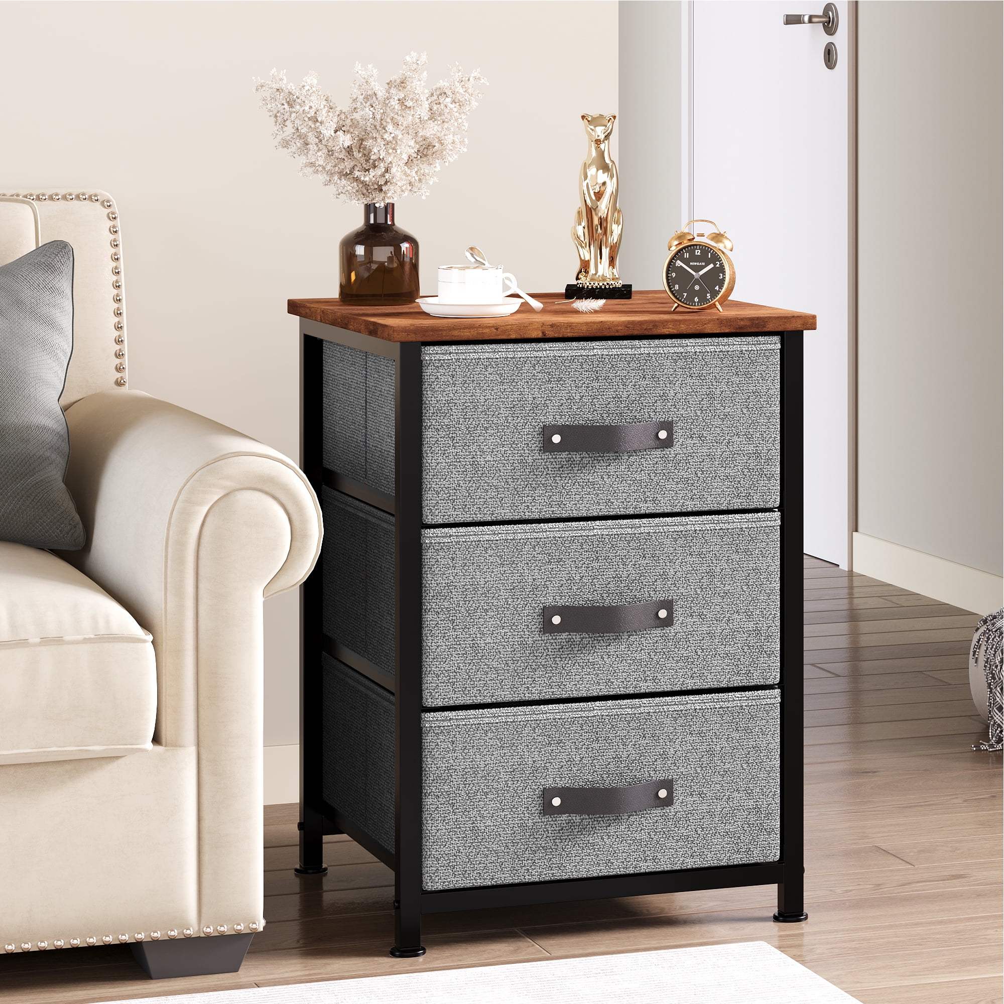 WhizMax Nightstand Dresser, Side Table with Storage End Table 3 Drawers