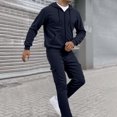 thumbnail image 2 of Mens Tracksuit 2 Pieces Set Solid Long Sleeve Hoodie Sweatshirt Pullover Athletic Jogging Suits Casual Outfit with Pockets - Navy-02,XXL, 2 of 8