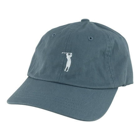 Golfer Swing Unstructured Cotton Adjustable Strapback Dad Cap Hat Baby Blue