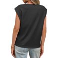 thumbnail image 5 of Summer Solid Color Women Cap Sleeve Casual Tank Tops Shirt, 5 of 6