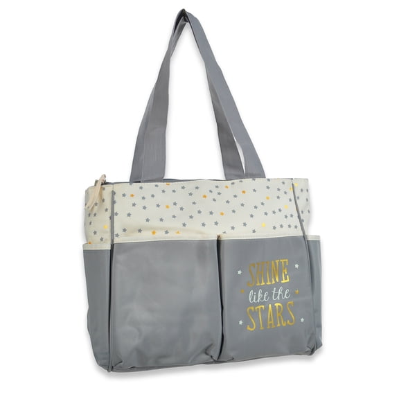 Baby Essentials Baby Boys' 5-Piece Stars Diaper Bag Set - cream, one size