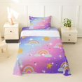 thumbnail image 2 of Manfei Kawaii Rainbow Twin Sheets, Bling Stars Print Bedding, Blue Pink, 3pcs, 1 Flat Sheet, 1 Fitted Sheet and 1 Pillowcase, 2 of 6