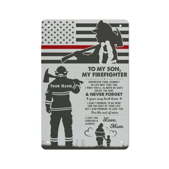 My Firefighter Vertical Poster Metal Tin Sign Vintage Wall Decoration Metal Plaques 12"x8" Inch