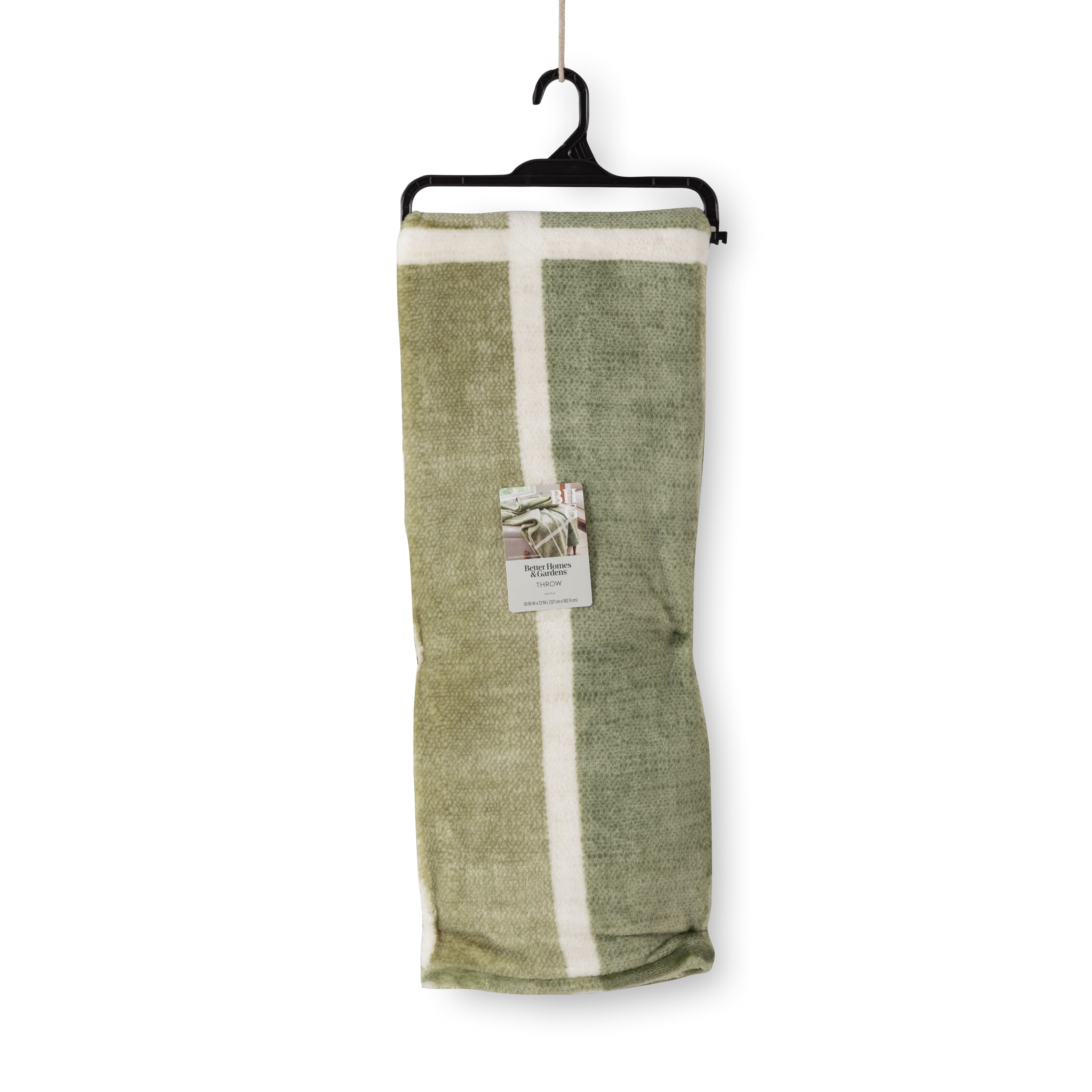 Better Homes & Gardens  Printed Heavyweight Ultra  Plush Adult Throw, 50” x 72”,  Green Plaid