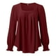 thumbnail image 4 of Blusa de mujer con cuello cuadrado y mangas abullonadas - Top informal con pliegues en la parte delantera - Rayón/poliéster/spandex - S-XXL - Trabajo/cita/salida nocturna, 4 of 5