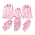 thumbnail image 5 of Silk Stain Family Christmas Pajamas Matching Sets Button Down Long Sleeve Shirts and Pants Silky Stain Xmas Pjs for Family Pictures Pink, 5 of 6
