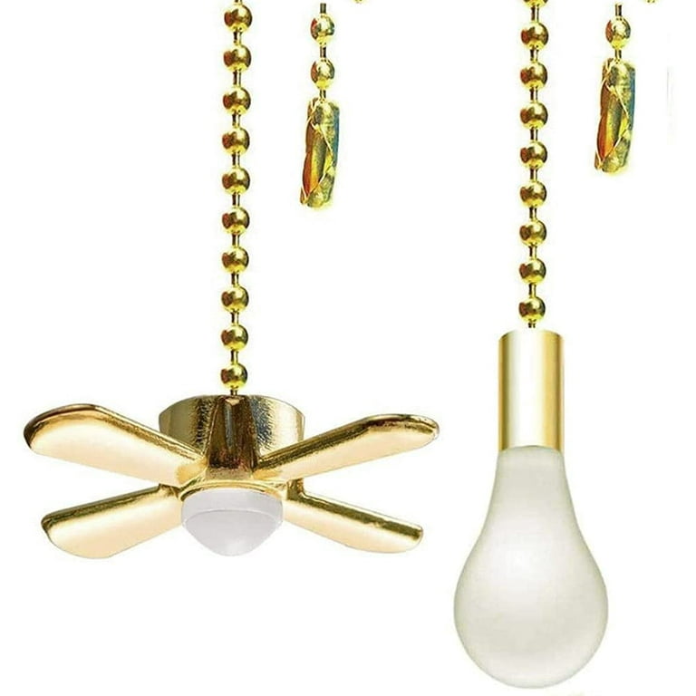 Ceiling Fan Pull Chain Ornaments Extension Chains with Decorative Light  Bulb and Fan Cord 13.6 Inches Fan Pull Chain Set For Ceiling Light Lamp Fan  Chain (Gold) 