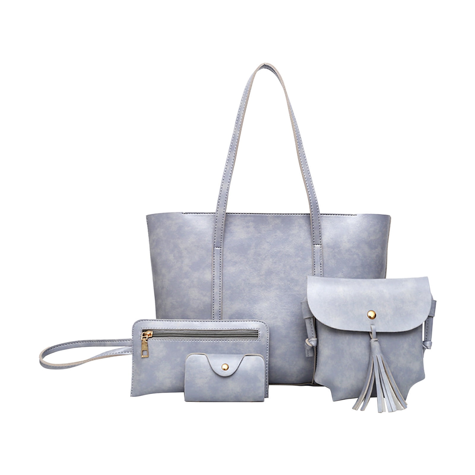 Clearance! Titcea Handbags for Women, Retro Leather Satchel, Tote Bag & Shoulder Bag & Purse & Card Bag Set 4pcs, Gifts for Mom/Her