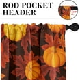 thumbnail image 4 of Autumn Leaf Thanksgiving Fall Kitchen Curtains with Valance and Tier Sets 36 Inch, 3 Pieces Pumpkin Orange Rod Pocket Drapes Window Treatment Curtains for Kitchen Over Sink Dining Room Decor, 4 of 6