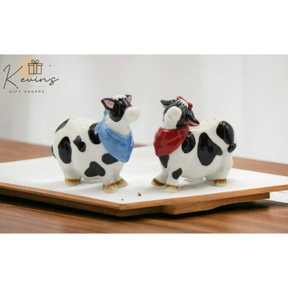 Hand Painted Ceramic Cow Salt Pepper Shakers Gift Set