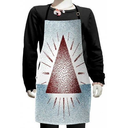 

Geometric Kids Apron Digital Triangle Form with Dots Retro Pyramid Graphic Print Boys Girls Apron Bib with Adjustable Ties for Cooking Baking Painting Burgundy and Blue by Ambesonne