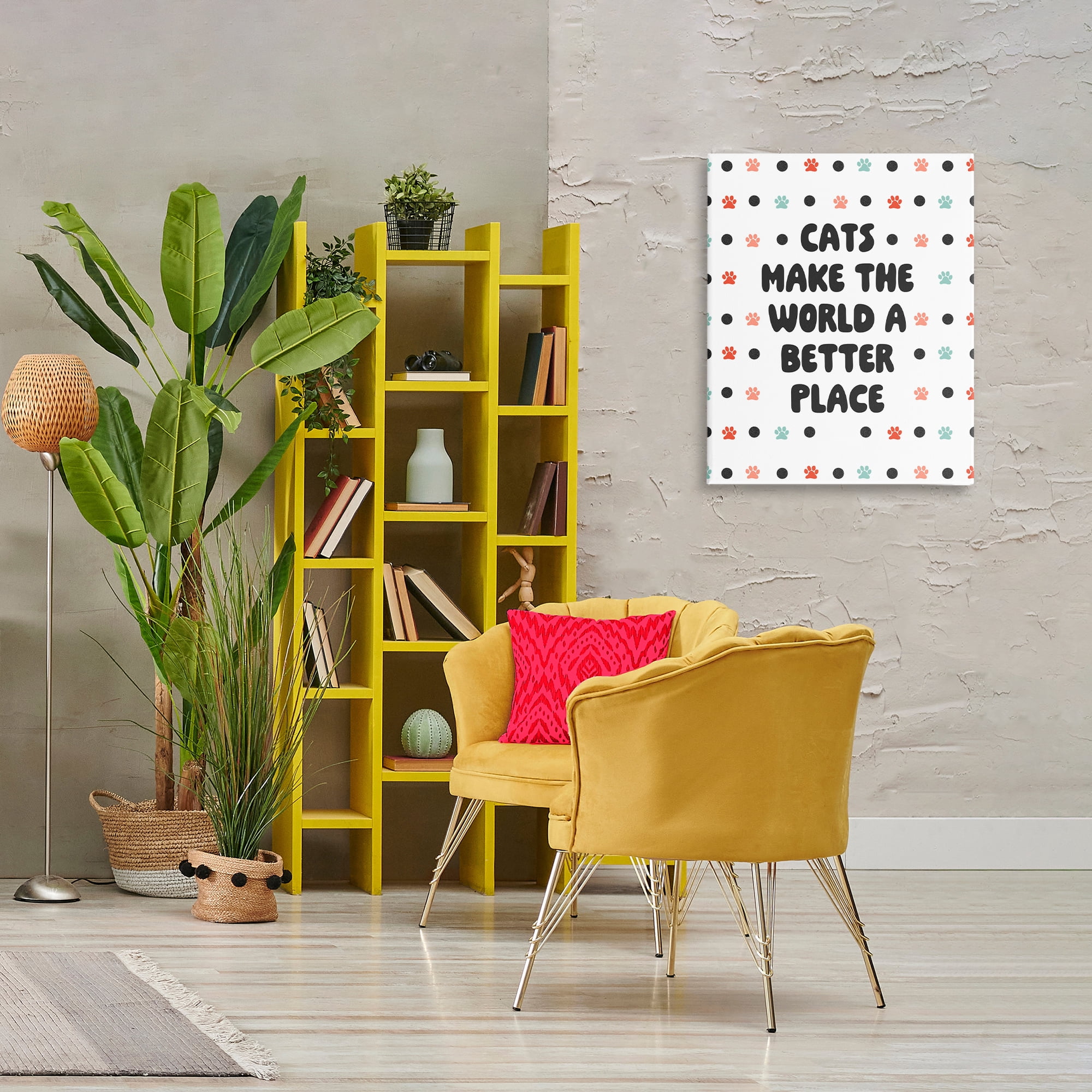 Stupell Industries Cats Make World Better Animals & Insects Painting Gallery Wrapped Canvas Art Print Wall Art, 24 x 30