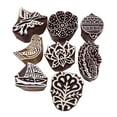 thumbnail image 1 of Lot Of 8 Pcs Wooden Hand Carved Printing Block Textile Stamp Brown Block Print, 1 of 3