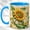 Blue, variant on Ornate Sunflower Coffee Mug, Nature Floral Mug, Ceramic 11 oz