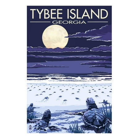 Georgia Set - Tybee Island, Georgia - Sea Turtles Hatching Print Wall Art By Lantern Press