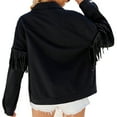 thumbnail image 6 of Goodtrade8 Denim Womens Jackets Tassels Jean Jacket Long Sleeve Casual Solid Color Button Womens Tops, 6 of 7
