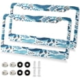 thumbnail image 2 of Coolnut Watercolor Whale License Plate Frame 2 Pack 2 Holes Car Aluminum License Plate Holder Automotive Parts Decoration Universal with Screw Caps Cover, 2 of 7