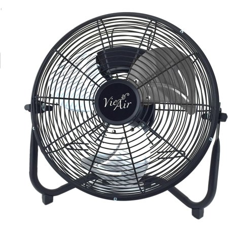 Vie Air 20 Inch Industrial Tilting High Velocity 3 Speed Metal Floor Fan, Black