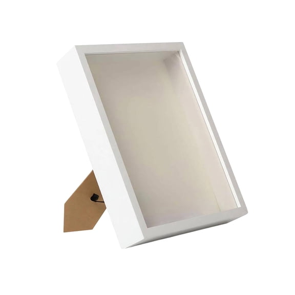 White Shadow Box Frame, Wood & Glass Deep Memory Box for Dried Flowers DIY Display, Tabletop Decor