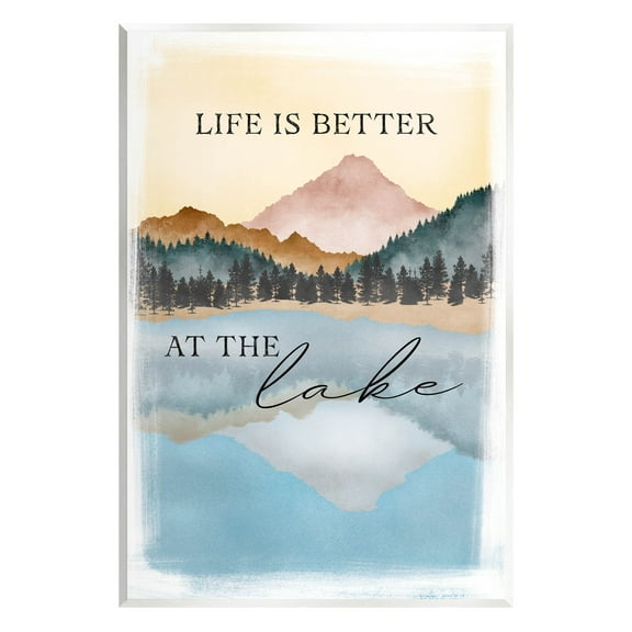 Stupell Industries Better At Lake Phrase Graphic Art Unframed Art Print Wall Art, Design by JJ Design House LLC