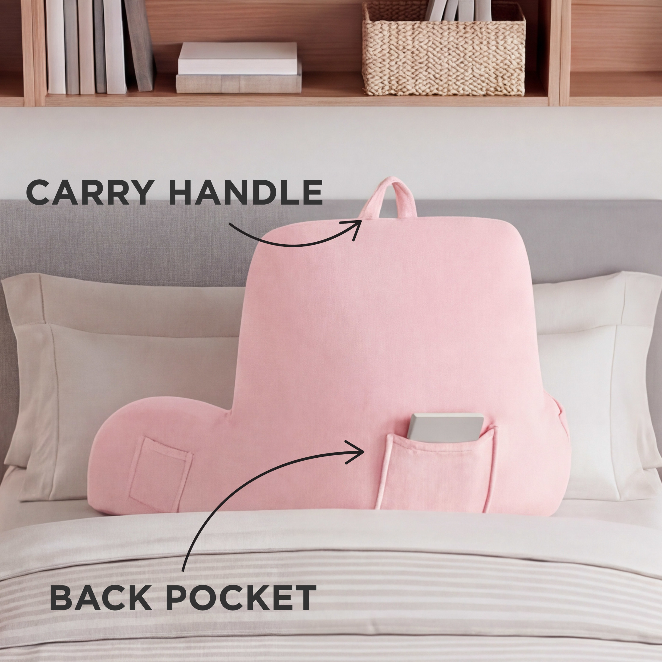 The Sheet Lab Pink Plush Backrest Pillow 29 x 24.5 x 10.5 Inches